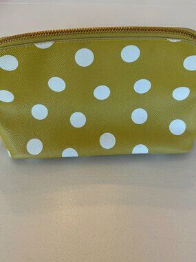 Boden Yellow White Pink Polka Dot Zip Around Bag Makeup Travel Accessories
